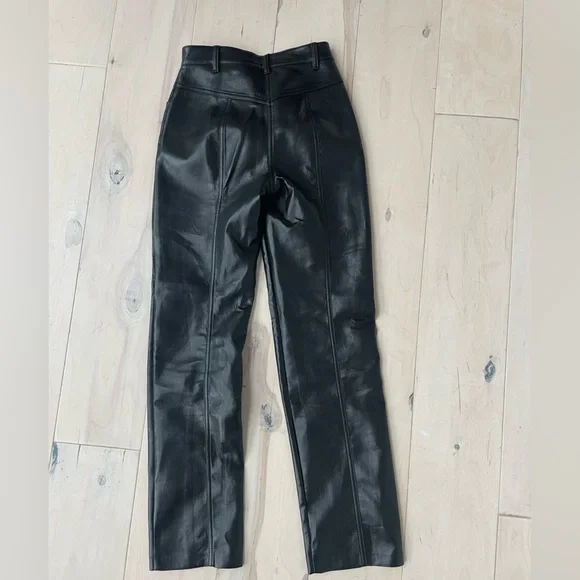 Aritzia Straight Leg Faux Leather Pants, Black - Picture 4 of 4